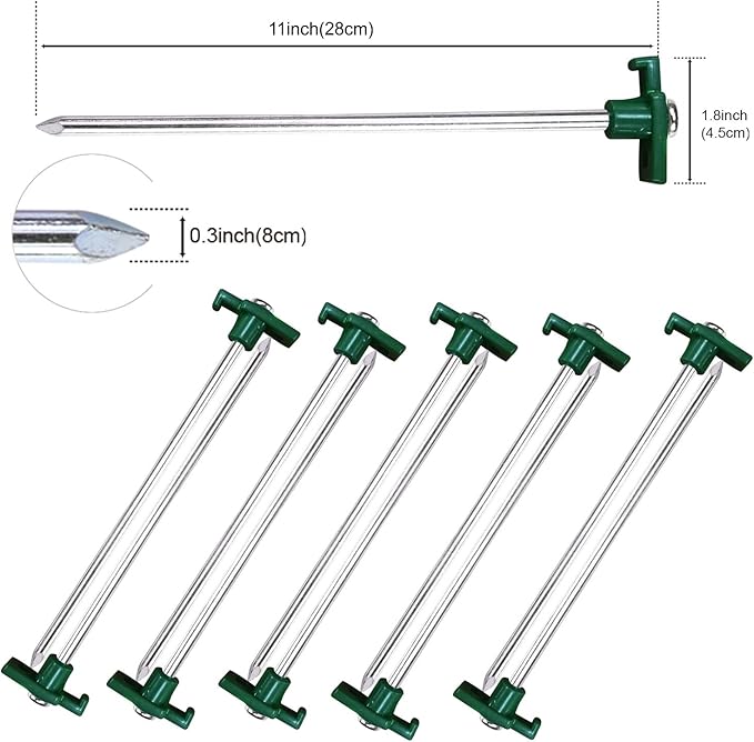 ABCCANOPY Tent Stakes Camping Tent Stakes, 10pc-Pack (Green)