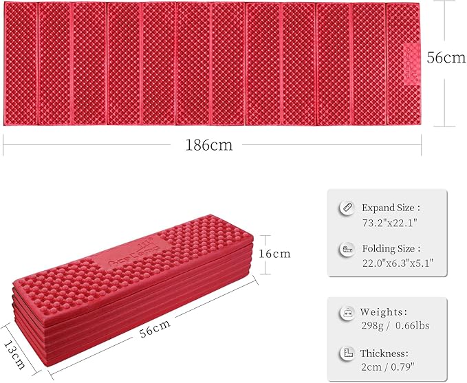 AceCamp Portable Foam Sleeping Pad, Full Length Accordion Sleeping Mat for Camping & Hiking, Lightweight, Soft & Compact Cushion for Sleeping Bag, Comfort, Tent, Rocky Terrain