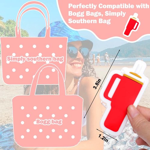 BABORUI Cup Charms for Bogg Bag, Accessories Charms for Bogg Bag All Size, Tumbler with Handle Shaped Charm Compatible with Bogg Bag/Simply Southern Beach Tote Bag
