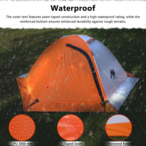 HIKERBRO Backpacking Tent - Lightweight & Waterproof Camping Tent, 2 Person 4 Season for Winter and Cold Weather, Double Layer, Outdoor Camping, Backpacking, Hiking, Green
