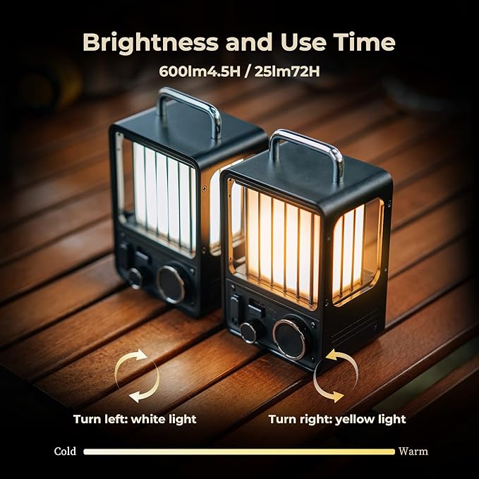 FLEXTAILGEAR LED Camping Lantern Rechargeable,Progressive Light Modes,Vintage Camping Light,IPX5 Waterproof Portable Rechargeable Lantern for Patio,Hiking,Camping,Bedroom