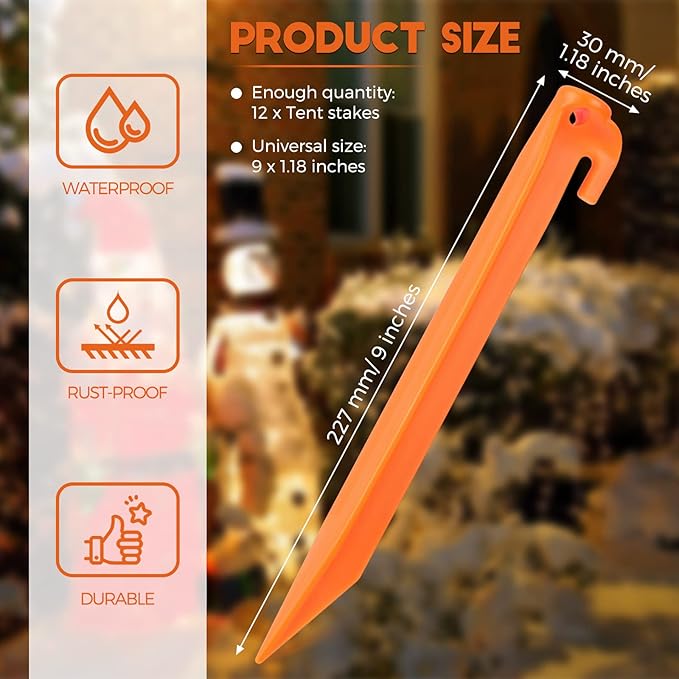 9 Inch Plastic Inflatable Stakes Yard Stakes Replacement Yard Inflatable Accessories for Inflatables Camping Tent Stakes Tent Pegs for Christmas Garden Home Decorations