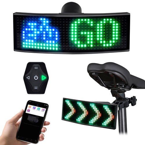 GOTUS Programmable LED Smart Bike Tail Light, Rear Bike Light,with Speedometer and APP Custom Text, Patterns, Animations Display, for Adults Kids Road Mountain