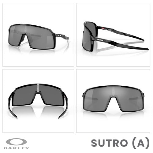 OAKLEY Sutro (a) Low Bridge Fit Asian Fit OO9406A 940602 37MM Polished Black/Prizm Black Shield Sunglasses for Men+ Bundle Accessory Leash Kit, Microfiber Pouch