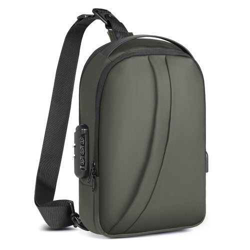 VALUEQLO Sling Bag for Men Anti Theft Crossbody Bag Sling Backpack with USB Charging Port for Travel (Army Green)