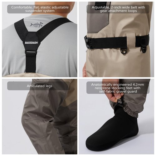 BASSDASH FW08 Men’s Breathable Waders Waterproof Fly Fishing Chest Fishing