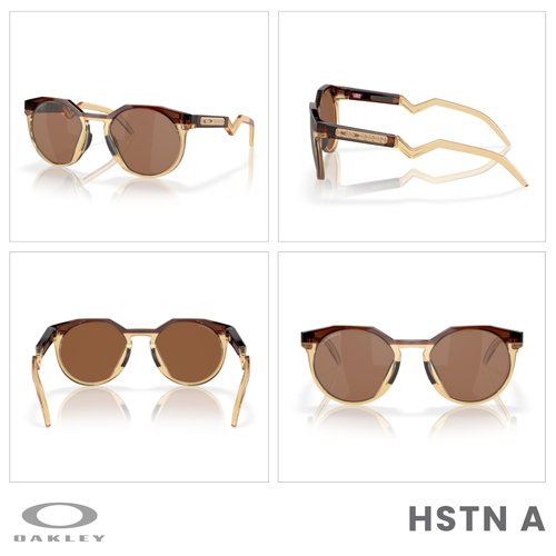 OAKLEY HSTN A 009242A 924207 52MM Dark Amber/Light Curry/Prizm Tungsten Round Low Bridge Fit Sunglasses for Men for Women+ Bundle Accessory Leash Kit, Microfiber Pouch