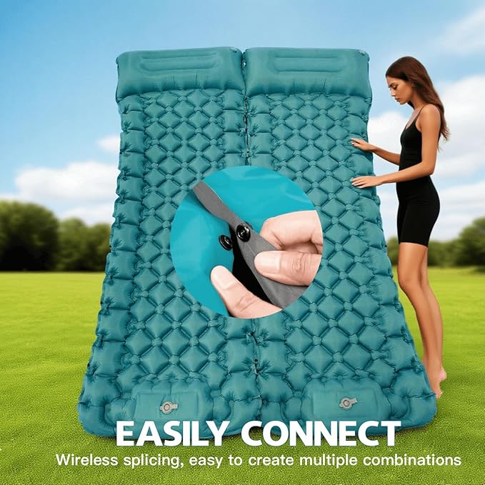 Ultralight Inflatable Sleeping Pad with Built-in Pump, Waterproof, Tear-Resistant, for Camping, Hiking, Backpacking, Outdoor Travel (Peacock Blue)