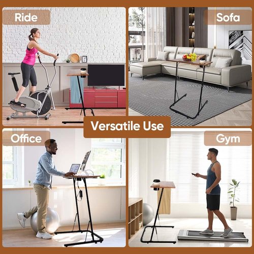 Derkerry Adjustable Bike Trainer Fitness Desk Portable Bike Desk Workstation Standing Table for Walking Pad Treadmill for Indoor Cycling