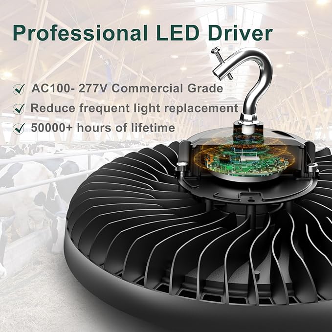 520W LED High Bay Light AC100-277V High Bay LED Light 5000K 78000LM (2080W MH/HPS) UFO LED Lights Suit for 30-60FT Height-2Pack 𝟓𝐘𝐫𝐬 𝐖𝐚𝐫𝐫𝐚𝐧𝐭𝐲