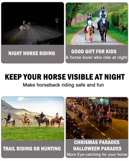 5pcs LED Horse Breastplate Collar & Leg Band, 7 Colors in 1 Light up Tack Set, USB Rechargeable Harness & Leg Strap - Added Visibility & Safety for Night Riding
