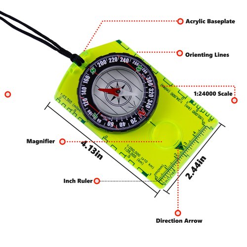 Abvsdu 2 Pieces Orienteering Compass, Superior Hiking Survival Compass for Kids, Hiking Backpacking Compass Scouts Navigation Compass Waterproof Map Reading Compass for Outdoor Camping