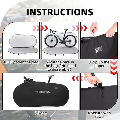 ROCKBROS Bike Travel Bag for Transportation Travel Outdoor Indoor Bike Storage Bag Anti-dust Waterproof Bike Covers for 26 inch Mountain Bike Road Bike, Black
