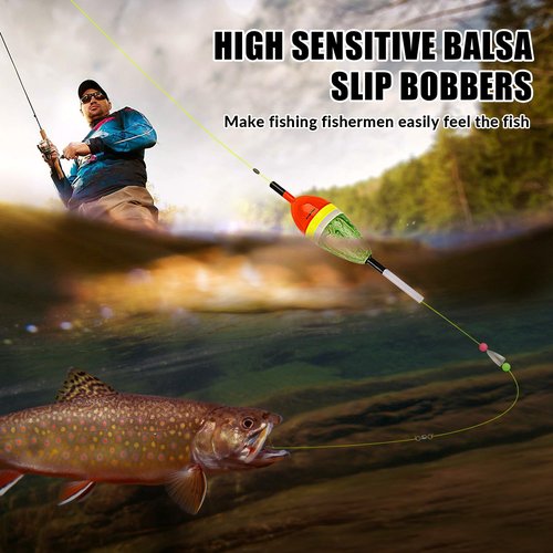 THKFISH Fishing Floats Balsa Wood Slip Bobbers, Fishing Bobbers Stick Slip Bobber for Fishing Crappie Bluegill Trout Bass Panfish Catfish Walleye 5PCS Catfish Walleye Saltwater Floatage