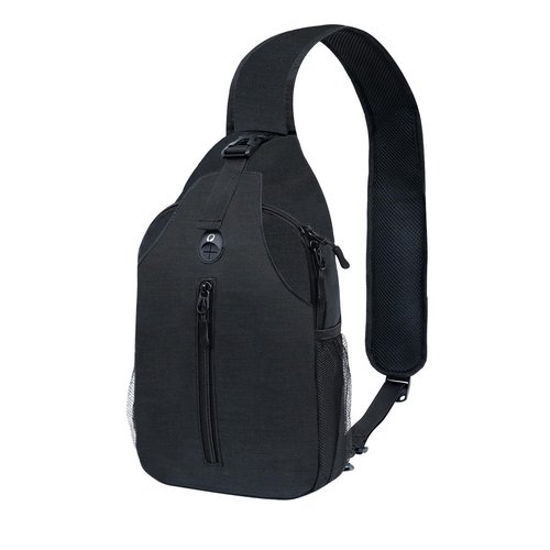 Monoki Sling-Bag Crossbody-Bag Women-Men Backpack-Daypack - Hiking Chest Travel with Water Bottle Pocket Adjustable Strap Multiple Layers Black