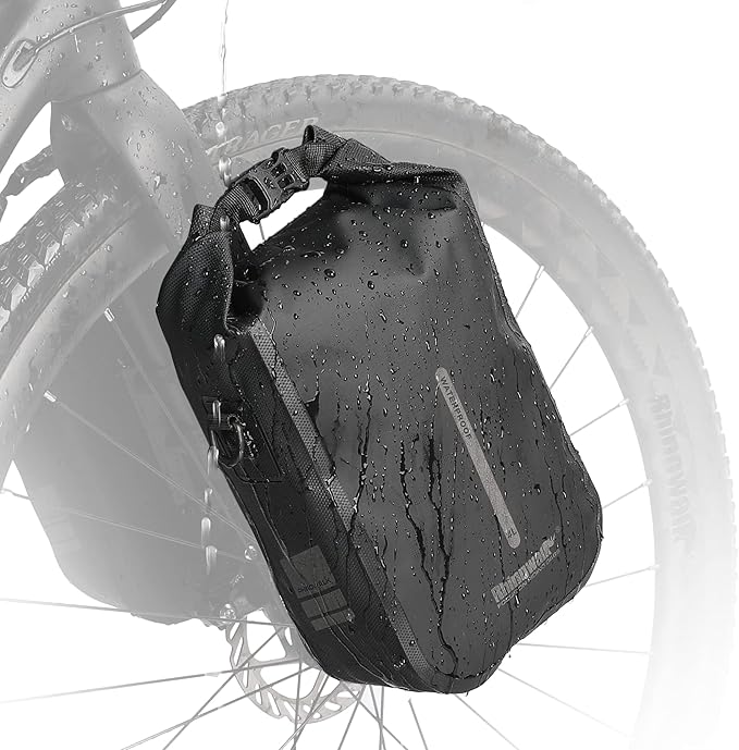 Rhinowalk Bike Front Fork Waterproof Pannier Saddle Fork Rack Bicycle Shoulder Bag for E-Scooter Mountain Bike Accessories [Black 4L]