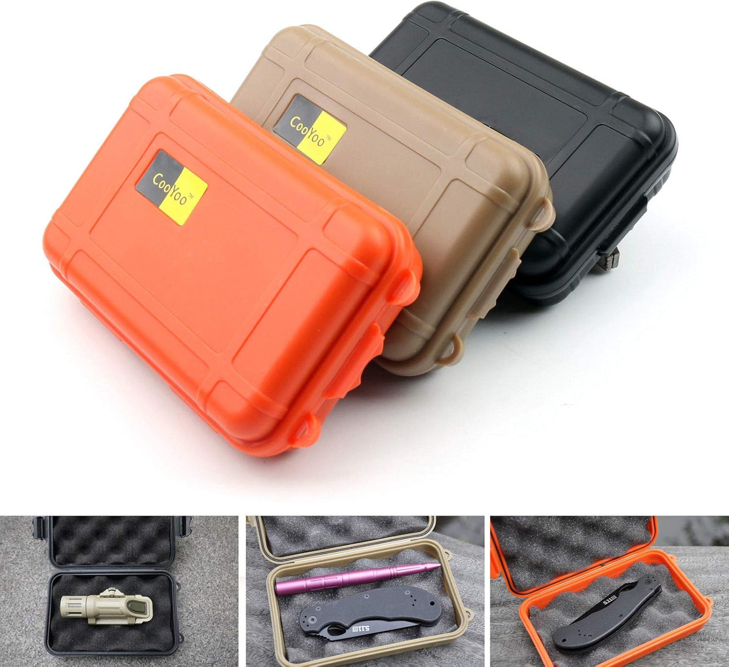 Outdoor Survival Storage Box, Shockproof Box Plastic Tool Box Enclosure Airtight Survival Case Container Storage Travel Sealed Containers Carry Box For Camping Fishing (S, Orange)