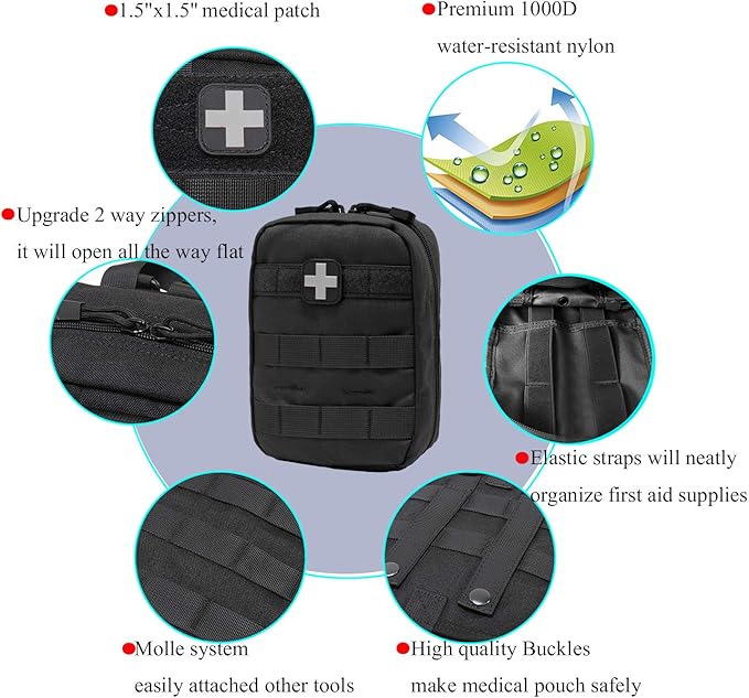 Carlebben EMT Pouch MOLLE Ifak Pouch Tactical MOLLE Medical First Aid Kit Utility Pouch