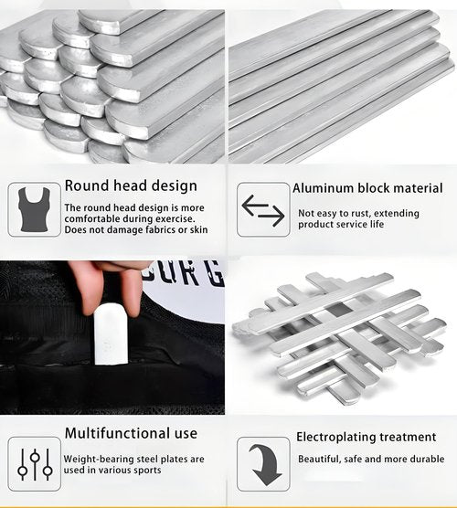 Weight Vest Plates, Adjustable Steel Weighted Plates For Vest, Round Head Strength Training Plates Workout Equipment For Weight Training, Running, Jogging, Cardio - For Men & Women