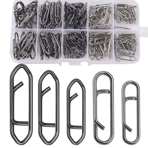 ENERHIKE Fishing Power Clips, 200pcs Fishing Speed Clips for Fishing Lure Quick Change, High Strength Stainless Steel Clips Snap Freshwater Saltwater Crankbait Popper Lure Connector Tackle