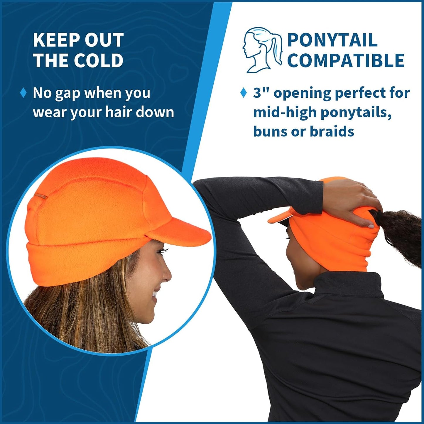 TrailHeads Fleece Ponytail Hat for Women – Trailblazer Reflective Winter Hat with Ponytail Hole for Workouts