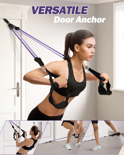 ALongSong Upgraded Pilates Bar Kit with Heavy Resistance Bands 30/40/50lbs with Yoga Ball for Home Gym Workout Exercise Pilates Equipment Strengthen Muscles Flexibility Body Shaping