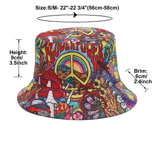 Quanhaigou Bucket Hat for Men Women,Packable Reversible Printed Sun Hats,Fisherman Outdoor Summer Travel Hiking Beach Caps (Mushroom Floral)