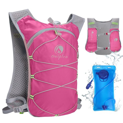 Outplea Pink Small Lightweight Running Hydration Vest with 2L Water Bladder for Women, Lightweight Water Backpack Hydropack for Hiking
