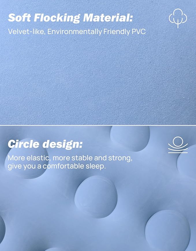 JOYTUTUS Truck Mattress for Camping, Air Bed with Inflatable Pillow for 5.5-5.8Ft, Full-Size Thicken Sleeping Pad with Cup Holder, Blow Up Bed for Car Truck Pickup F150, Grey Blue