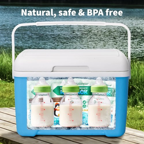 SuccorWare 5 Packs Reusable Ice Packs for Lunch Boxes - 12+ Hour Cooling Ice Gel Pack for Camping, Beach, Office - Ice Packs for Cooler Bag, Cooler Backpacks (250 Grams)