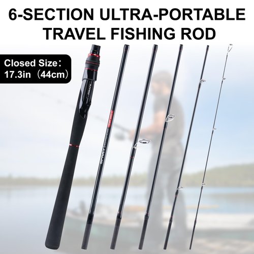 UNYLE Spinning Fishing Rods, 7.9ft Ultralight Portable Fishing Rod, 6 Piece Fishing Rod with Extra Tip Section, Travel Bass Fishing Rods for Saltwater Freshwater