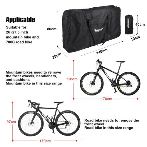 LIDARPHE Bike Travel Bag 26 to 29 inch Bicycle Storage Carry Case, Portable Folding Cycling Thick Mountain Bike Transport Case for Airplane Shipping, Professional Cycling Cover Accessories