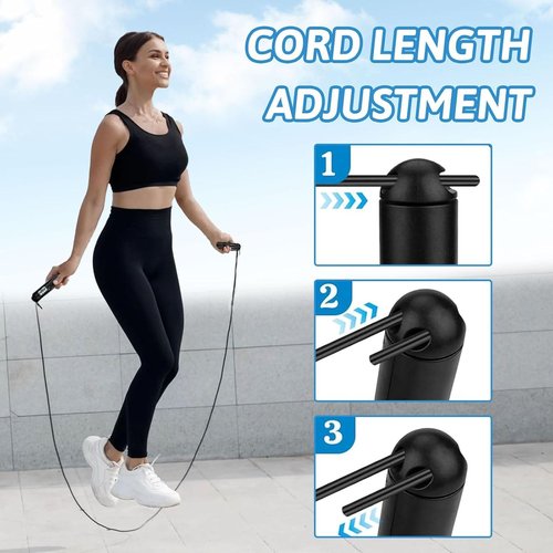 Skipping Rope with Counter, Cordless Weighted Jump Rope, Smart Weighted Jump Rope, Intelligent Adjustable Digital Jumps Rope for Lose Weight, Burn Calorie
