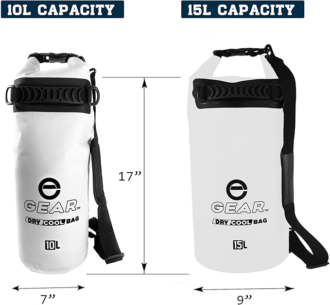Insulated Dry Bag Floating Cooler – 10L / 15L / 25L Roll Top, Leak Proof, Waterproof, Collapsible, with Padded Shoulder Strap - Perfect for Kayaking Fishing Beach
