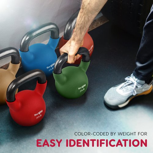 Yes4All Neoprene Coated & Kettlebell Sets - Hand Weights for Home Gym & Dumbbell Weight Set Training - Dark Blue - 65 lbs