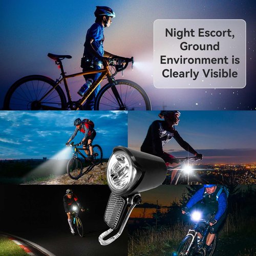 Ebike Headlight 6-60V, Night Riding Waterproof Electric Dirt Bike Front Light Road Bike Led Headlight Cycling Accessories with 2 Pin Connector for Cycling Safety