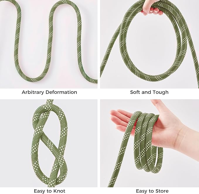 1/2 Inch 150ft Double Braided Polyester Arborist Rope, Heavy Duty Nylon Rope for Anchor, Tree Work, Cargo, Pulling, Sailing(ArmyGreen)