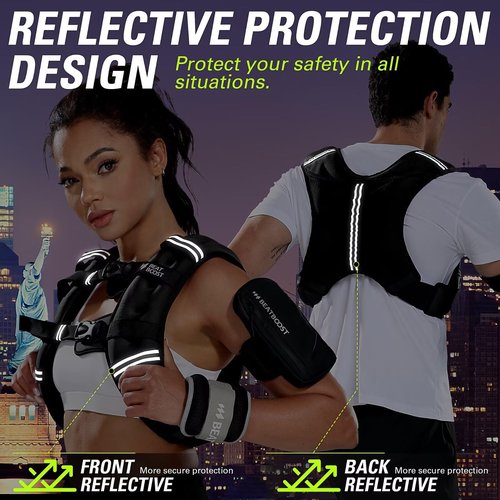 BeatBoost Weighted Vest Woman 10 lb Weight Vest with Ironsand for Walking Strength Training Running Workout Black