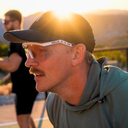 SpinCycle Pickleball Glasses - Pickleball Glasses for Men & Women - Pickleball Eye Protection - Photochromic Lens Provides Sun & Impact Protection in All Conditions (Alpine Frost/ Sunset Sorbet)