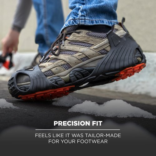 Ergodyne TREX 6306 Ice Traction Cleats, Rubber Lug Sole Tread, Tungsten Carbide Studs, Overshoe Sling Stretchable Fit