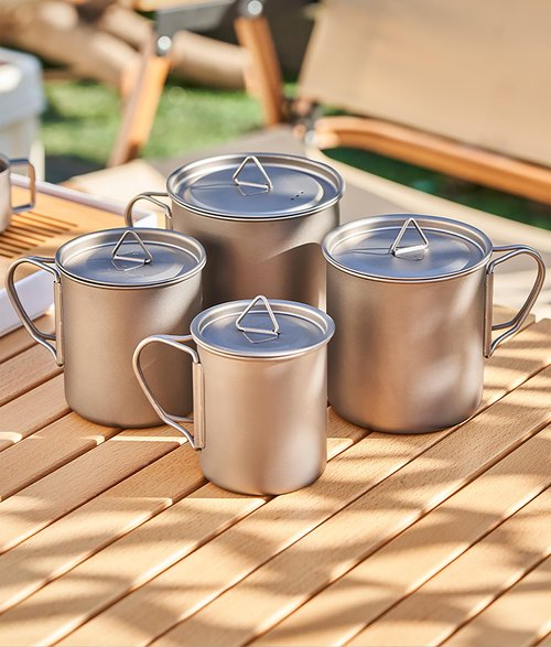 MAXCOOK Titanium Camping Mug 300ml/10.1oz Lightweight Titanium Pot with Lid Foldable Handle Tea Cup Coffee for Outdoor Backpacking Hiking Traveling Picnic