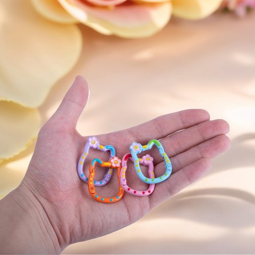 WTYONZEL 12 Pack Cute Carabiner Keychain Clips Cat Shape Carabiner Clip Aluminum Ring Climbing Clips for Keychains, Water Bottle Holders, Dog Leashes and More