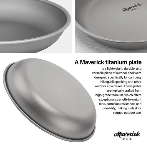 Maverick Cycles Ti Camping Plate, Lightweight Plate for Hiking, Backpacking, Small, Silver