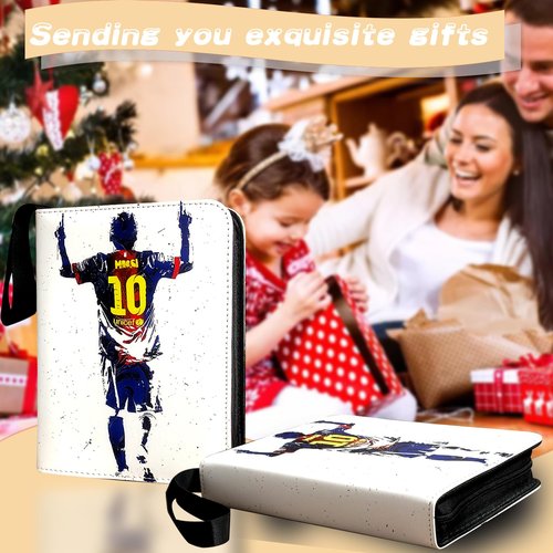 Soccer Card Binder, Trading Card Binder 4 Pocket with 50 Removable Sleeves Fits 400 Sport Cards, 3 Ring Card Holder Binder with Zipper, Collector Storage Album