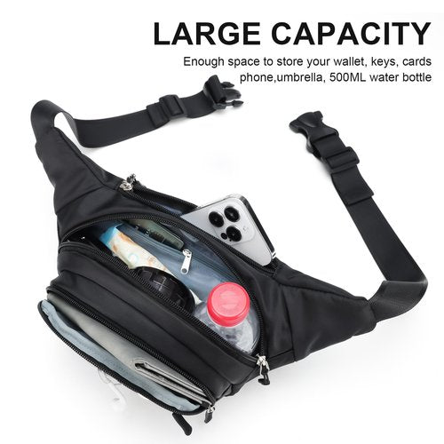HuoMeizi Fanny Pack Men Women Plus Size with Extender Strap 70",Extra Large Crossbody Waist Bag with Adjustable Belt, Fashion Hip Bum Bag for Outdoors Workout Traveling Casual Hiking Walking Cycling