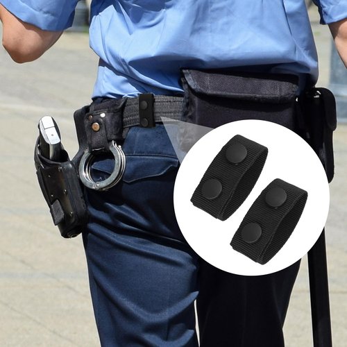 NQEUEPN 4pcs Belt Keepers for Duty Belt, Police Nylon Belt Keepers with Belt Hook Double Snaps Duty Belt Loop Keepers Belt Key Clip Holder for Hanging Key Enforcement Accessories(Black)