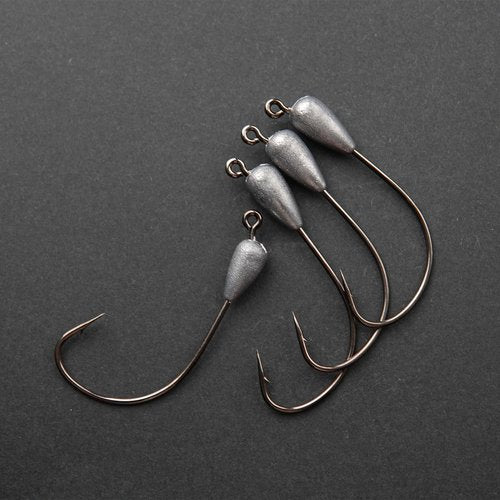 Tube Jig Heads for Bass Fishing 1/16 1/8 3/16 1/4 3/8oz with 3/0 4/0 Hooks (15 PCs)