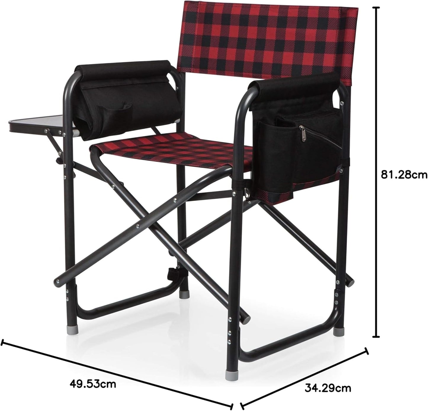 Picnic TIME Outdoor Directors Chair with Side Table, Beach Chair for Adults, Camping Chair with Table