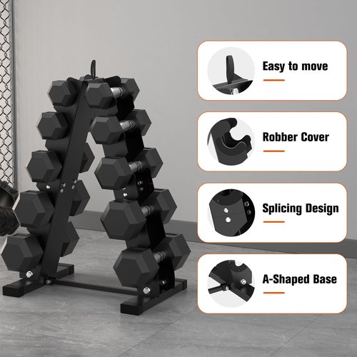 DERACY Dumbbell Rack Stand Only, Heavy Duty A-Frame Dumbbell Storage Rack, 5 tier Steel Dumbbell Holder for Home Gym Space Saver