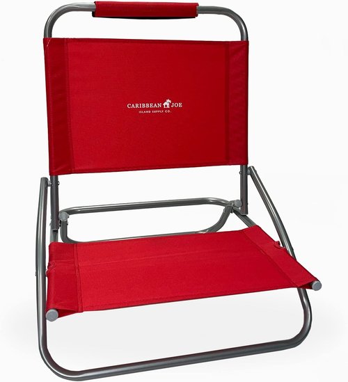 Caribbean Joe Folding Beach Chair, 1 Position Lightweight and Portable Foldable Outdoor Camping Chair, Red, White and Blue Stripe